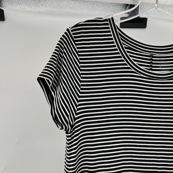 Market & Spruce Short Sleeve Black/Whit Striped Shift Dress Women's Size Large - Picture 3 of 9